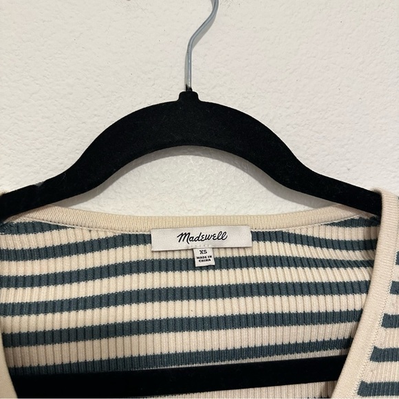 Madewell Carmon Ribbed Striped Cardigan Buttoned Antique Cream Color Size XS - Picture 8 of 9